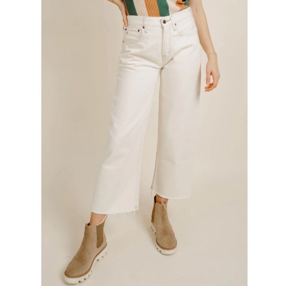 Ética Altin Loose Fit Jeans Natural Denim Mid Rise Relaxed Leg Frayed Hem 27
